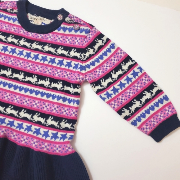 Hatley - Bunny Rabbit Fair Isle Knit Baby sweater dress - Size 6-9 month - Picture 3 of 6